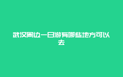 武汉周边一日游有哪些地方可以去