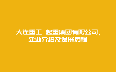 大连重工 起重集团有限公司，企业介绍及发展历程