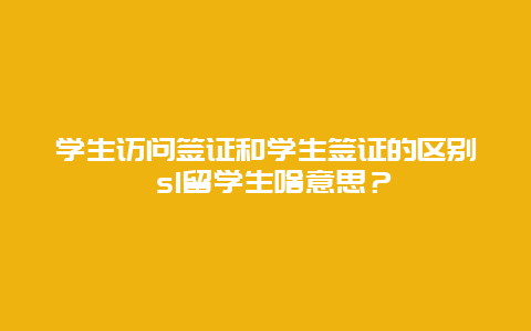 学生访问签证和学生签证的区别 s1留学生啥意思？