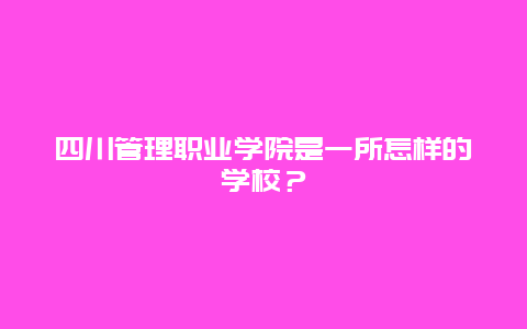 四川管理职业学院是一所怎样的学校？