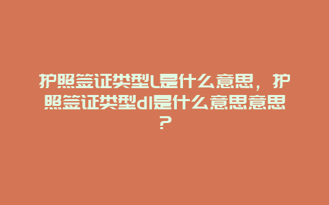 护照签证类型L是什么意思，护照签证类型dl是什么意思意思？