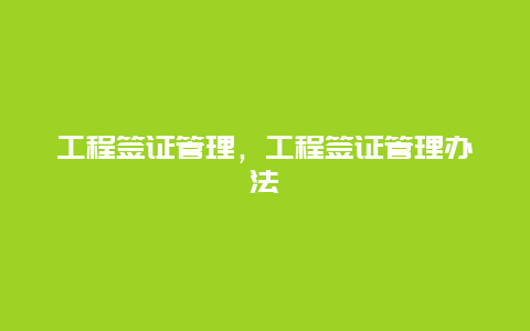 工程签证管理，工程签证管理办法