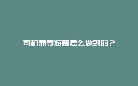 司机兼导游是怎么做到的？