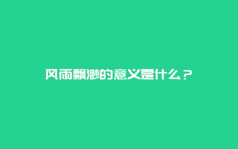 风雨飘渺的意义是什么？