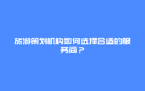 旅游策划机构如何选择合适的服务商？