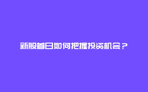 新股首日如何把握投资机会？