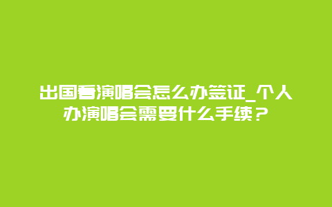 出国看演唱会怎么办签证_个人办演唱会需要什么手续？