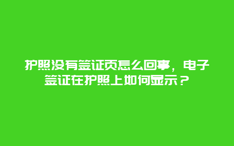 护照没有签证页怎么回事，电子签证在护照上如何显示？