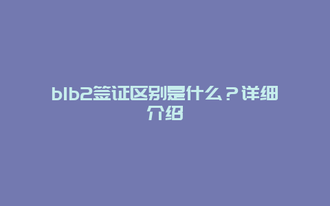 b1b2签证区别是什么？详细介绍