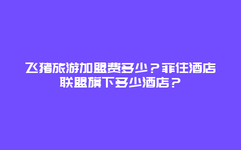 飞猪旅游加盟费多少？菲住酒店联盟旗下多少酒店？