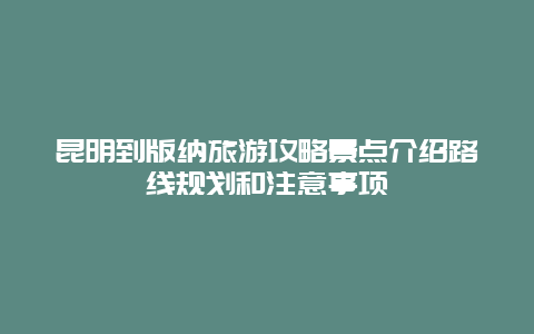 昆明到版纳旅游攻略景点介绍路线规划和注意事项