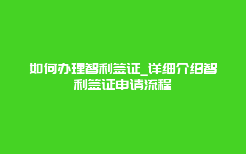 如何办理智利签证_详细介绍智利签证申请流程