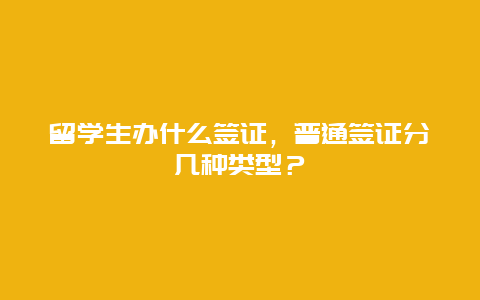 留学生办什么签证，普通签证分几种类型？