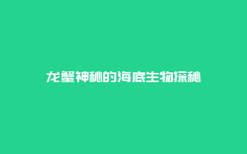 龙蟹神秘的海底生物探秘