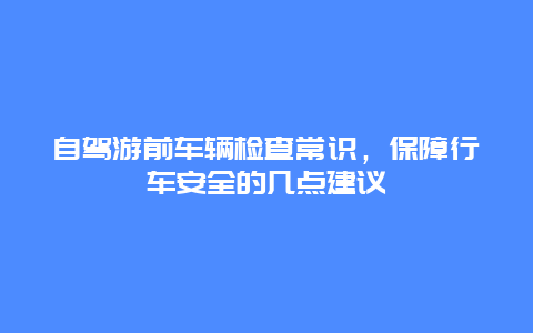 自驾游前车辆检查常识，保障行车安全的几点建议