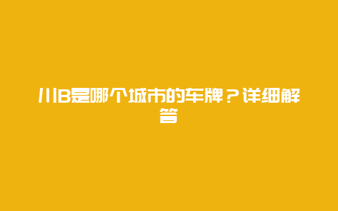 川B是哪个城市的车牌？详细解答