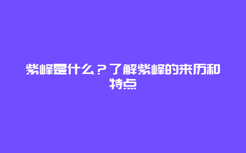 紫峰是什么？了解紫峰的来历和特点