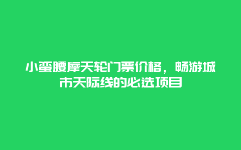 小蛮腰摩天轮门票价格，畅游城市天际线的必选项目