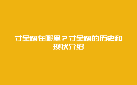 寸金路在哪里？寸金路的历史和现状介绍