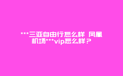 ***三亚自由行怎么样 凤凰机场***vip怎么样？