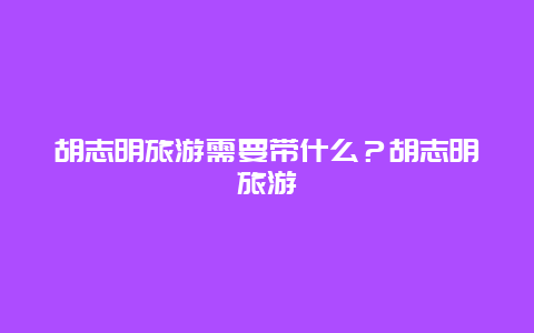 胡志明旅游需要带什么？胡志明旅游