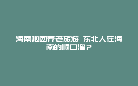 海南抱团养老旅游 东北人在海南的顺口溜？