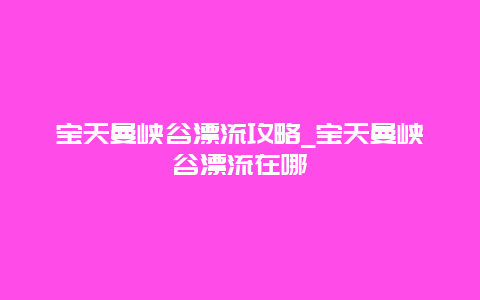 宝天曼峡谷漂流攻略_宝天曼峡谷漂流在哪