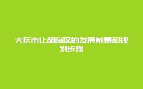 大庆市让胡路区的发展前景和规划步骤