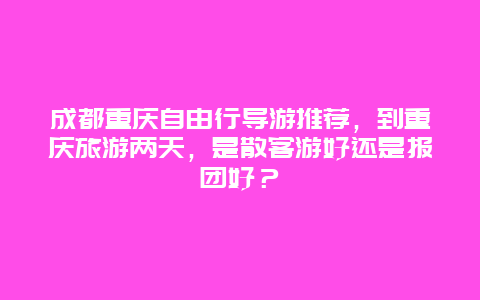 成都重庆自由行导游推荐，到重庆旅游两天，是散客游好还是报团好？