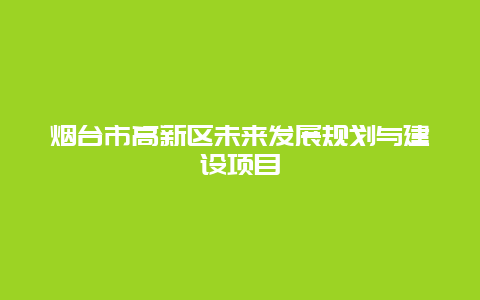 烟台市高新区未来发展规划与建设项目