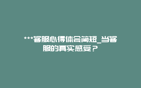 ***客服心得体会简短_当客服的真实感受？