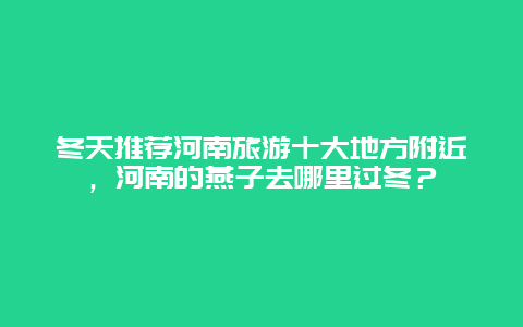 冬天推荐河南旅游十大地方附近，河南的燕子去哪里过冬？