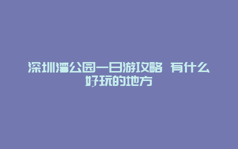 深圳湾公园一日游攻略 有什么好玩的地方