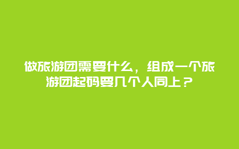 做旅游团需要什么，组成一个旅游团起码要几个人同上？