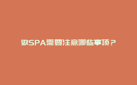 做SPA需要注意哪些事项？