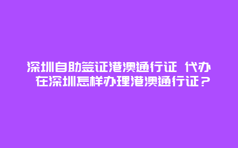 深圳自助签证港澳通行证 代办 在深圳怎样办理港澳通行证？