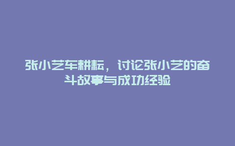 张小艺车耕耘，讨论张小艺的奋斗故事与成功经验