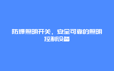 防爆照明开关，安全可靠的照明控制设备