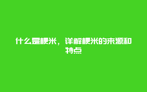 什么是梗米，详解梗米的来源和特点