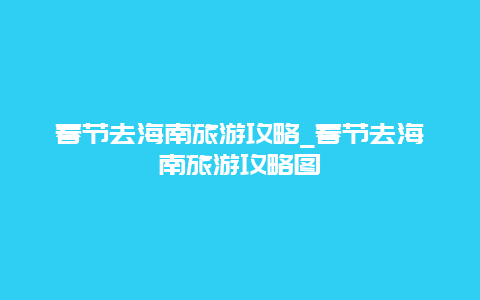 春节去海南旅游攻略_春节去海南旅游攻略图