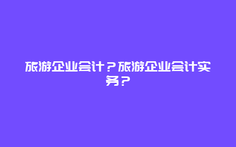 旅游企业会计？旅游企业会计实务？