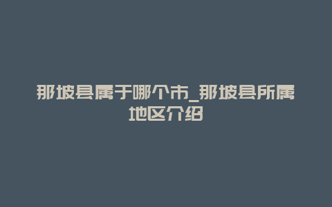 那坡县属于哪个市_那坡县所属地区介绍