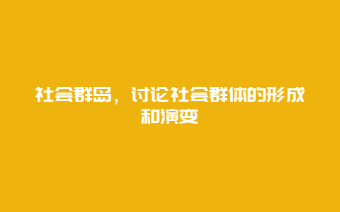 社会群岛，讨论社会群体的形成和演变