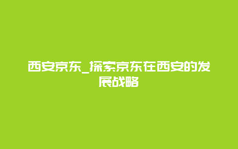 西安京东_探索京东在西安的发展战略