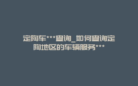 定陶车***查询_如何查询定陶地区的车辆服务***