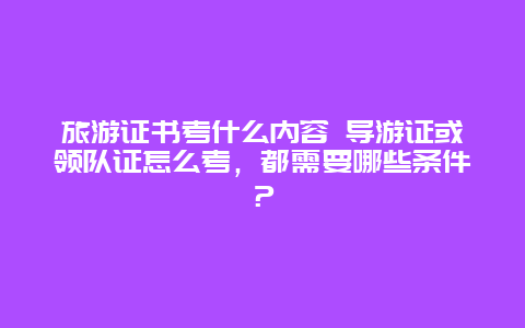 旅游证书考什么内容 导游证或领队证怎么考，都需要哪些条件？