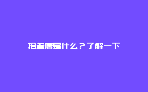 拾叁唐是什么？了解一下