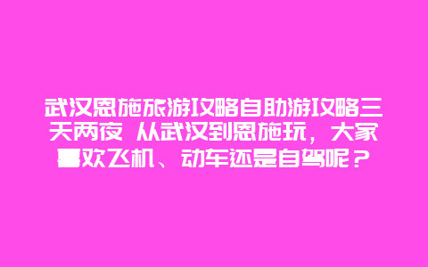 武汉恩施旅游攻略自助游攻略三天两夜 从武汉到恩施玩，大家喜欢飞机、动车还是自驾呢？