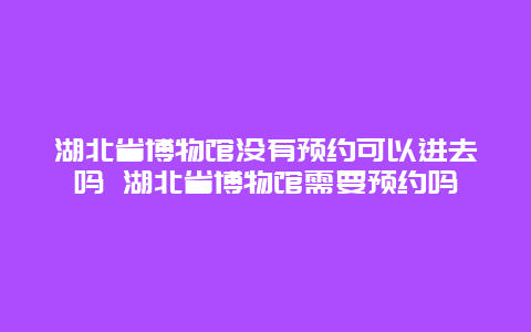 湖北省博物馆没有预约可以进去吗 湖北省博物馆需要预约吗