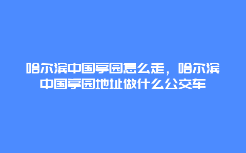 哈尔滨中国亭园怎么走，哈尔滨中国亭园地址做什么公交车